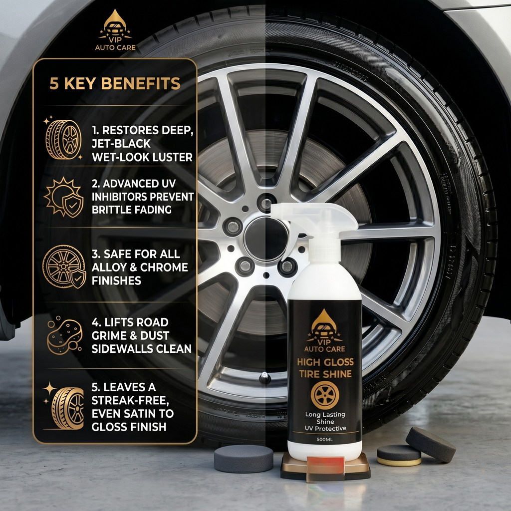 High Gloss Tyre Shine - Deep Wet Black Finish + UV Protect (500ml)