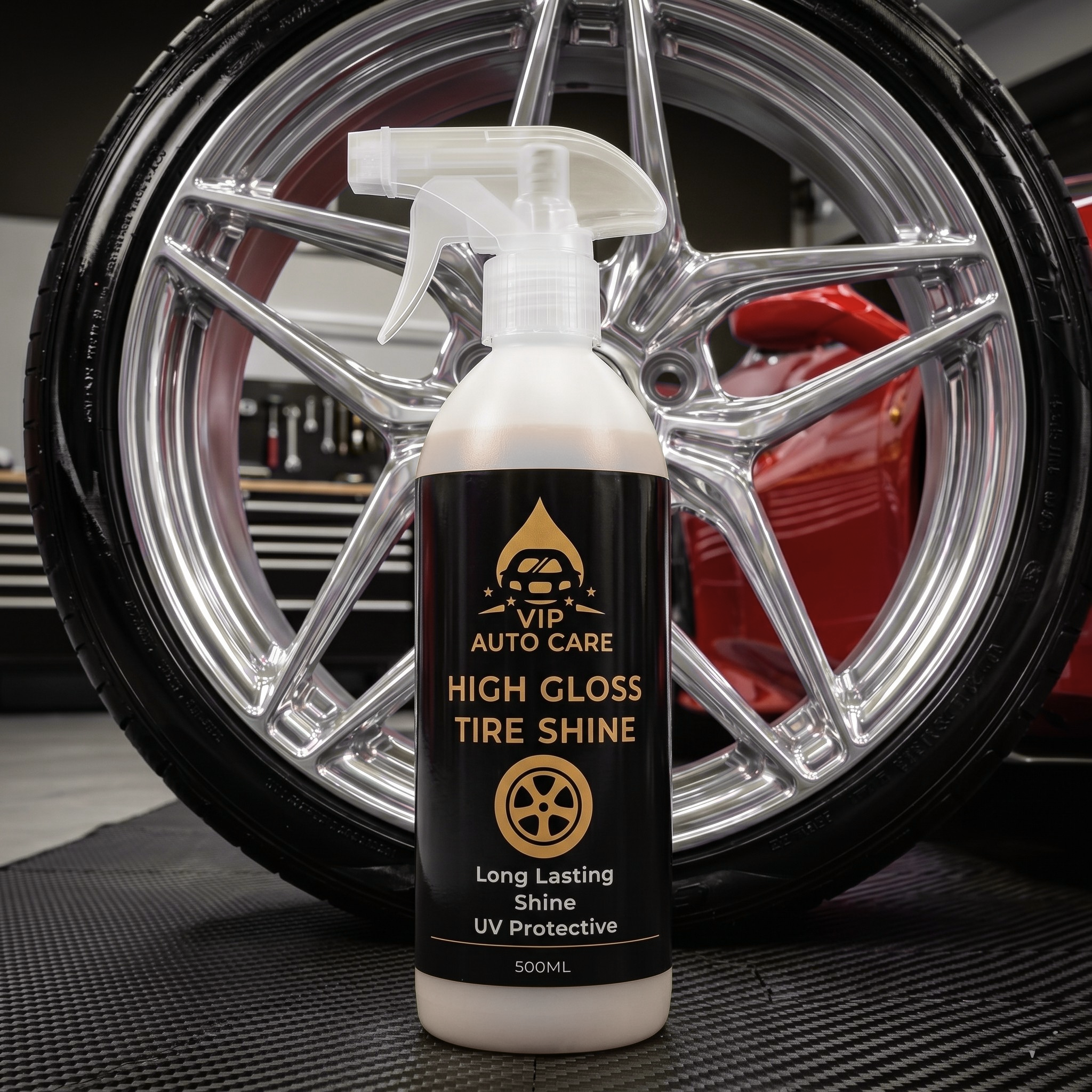 High Gloss Tyre Shine - Deep Wet Black Finish + UV Protect (500ml)